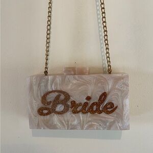 Lulus Bride Clutch with Gold Chain